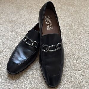 Ferragamo Black Leather Loafers